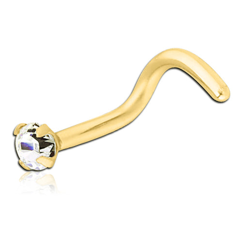 Prong CZ Gold Nostril Screw