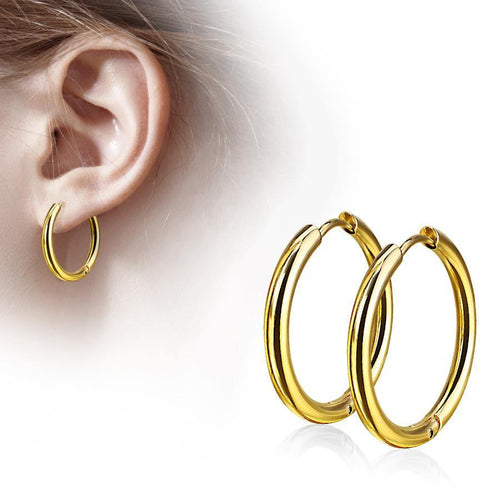 Gold Clicker Hoop Earrings