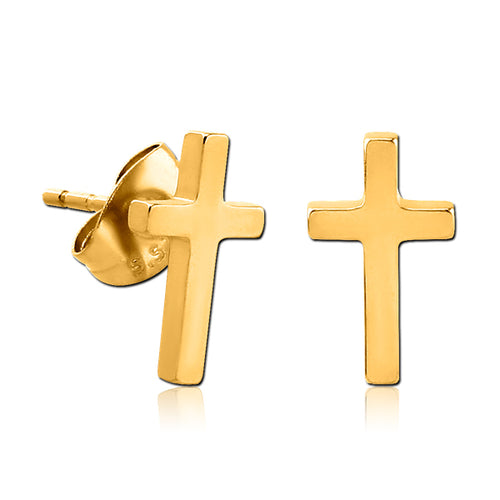 Cross Gold Stud Earrings