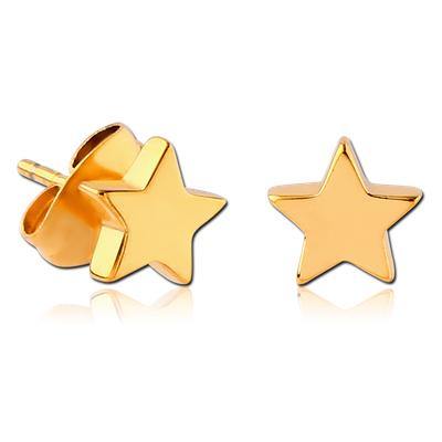 Flat Star Gold Stud Earrings