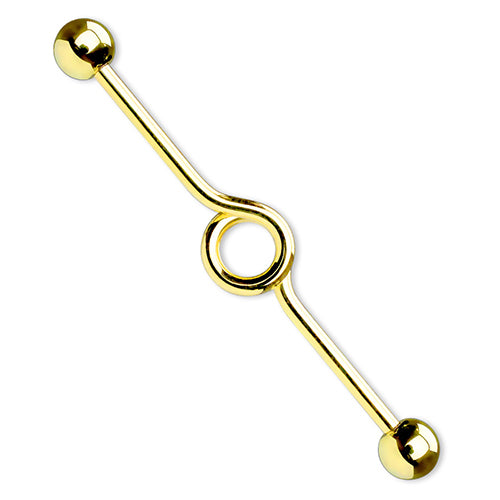 14g Looped Gold Industrial Barbell