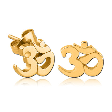 Om Gold Stud Earrings