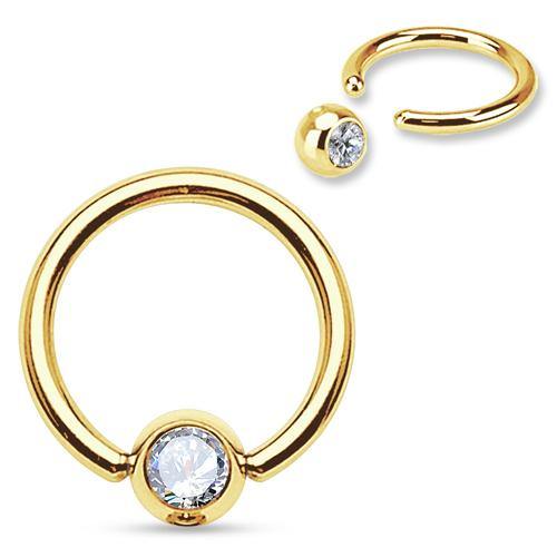 14g Gold Captive CZ Bead Ring