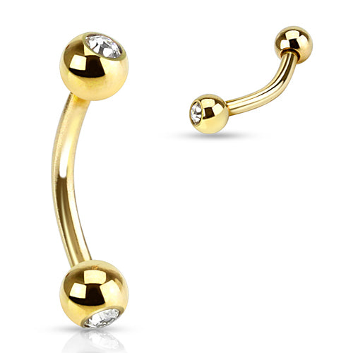 16g Gold CZ Curved Barbell