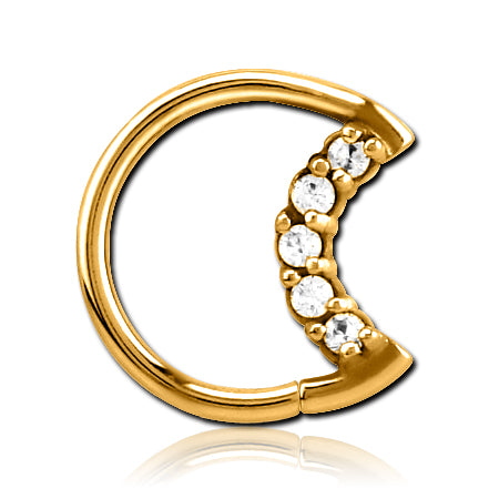 CZ Moon Gold Continuous Ring