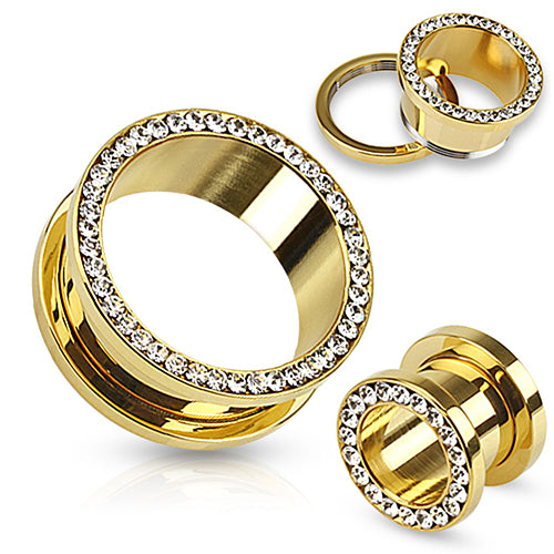 CZ Gold Screw-On Tunnels