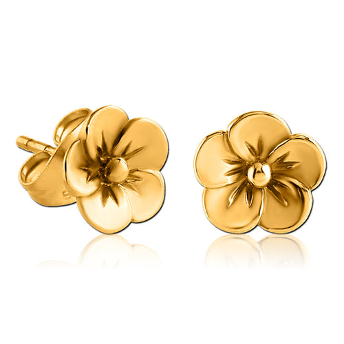 Flower Gold Stud Earrings