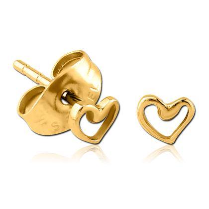 Heart Outline Gold Stud Earrings