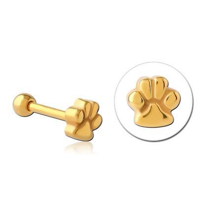 Paw Print Gold Cartilage Barbell