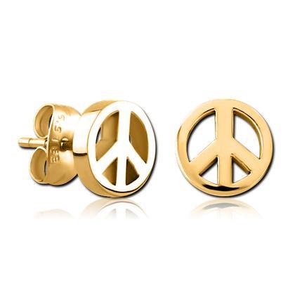 Peace Sign Gold Stud Earrings