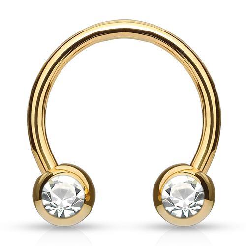 14g Side-set CZ Gold Circular Barbell