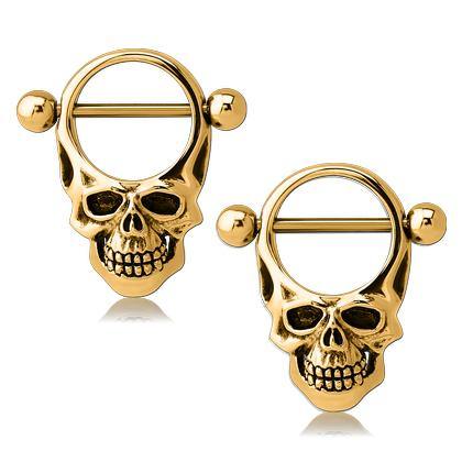 Skull Gold Nipple Shields