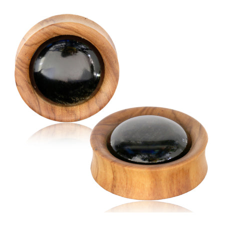 Golden Obsidian Olive Wood Plugs