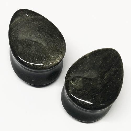 Golden Obsidian Teardrop Plugs