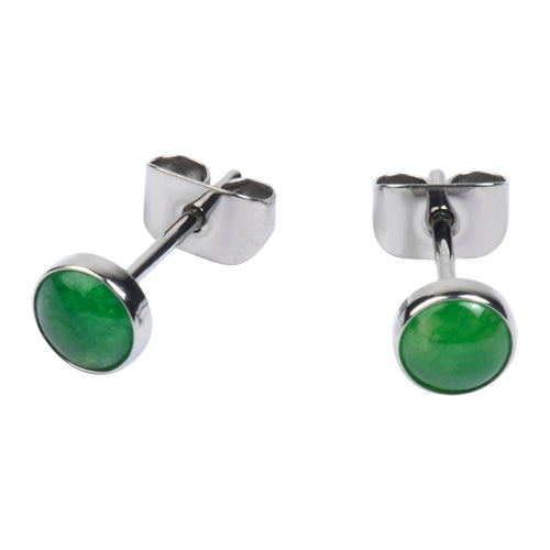Green Aventurine Titanium Stud Earrings
