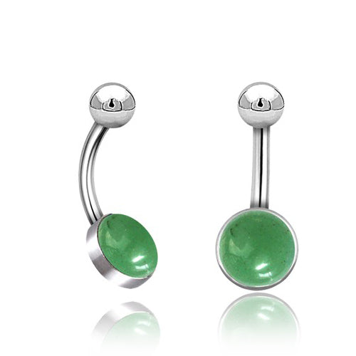 Green Aventurine Stainless Belly Barbell