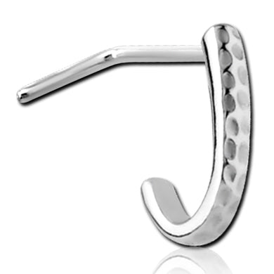 Hammered Stainless L-Bend Nose Hoop