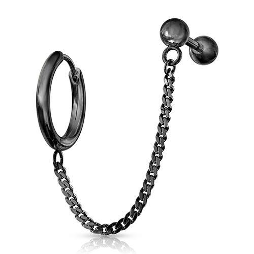 Black Cartilage Ring & Chained Barbell
