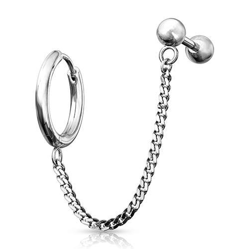 Stainless Cartilage Ring & Chained Barbell