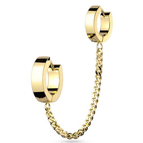 Gold Chained Huggy Hoops - 18g - 1/4