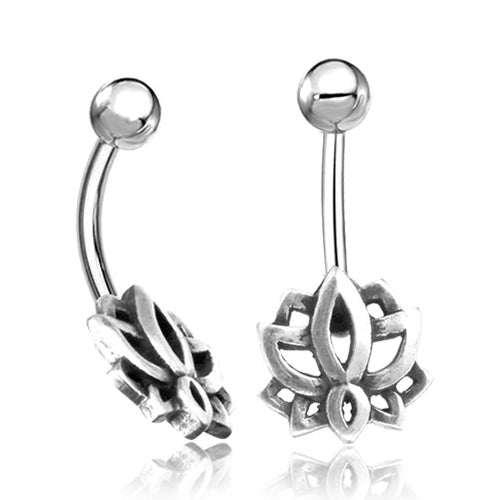 Sterling Silver Lotus Belly Ring