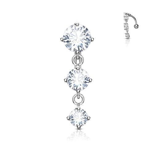 Round CZ Reverse Belly Dangle