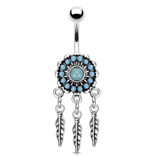 Turquoise Dreamcatcher Belly Dangle