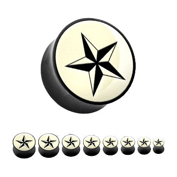 Nautical Star Inlay Horn Plugs