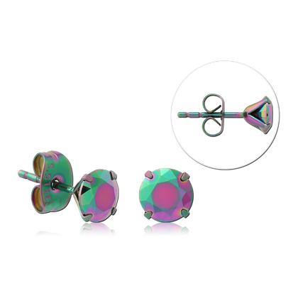 Oil Slick CZ Stud Earrings