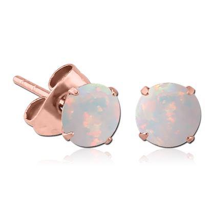 Opal Prong Rose Gold Stud Earrings