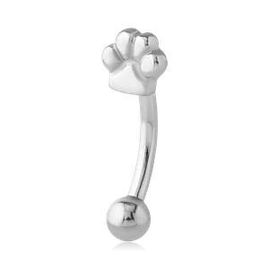 Dog Paw Stainless Eyebrow Barbell
