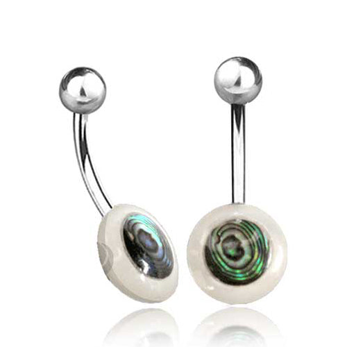 Mother of Pearl & Abalone Disc Belly Ring