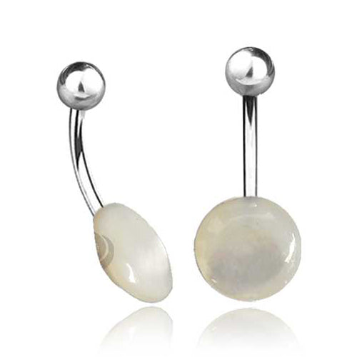 Mother of Pearl Disc Belly Ring