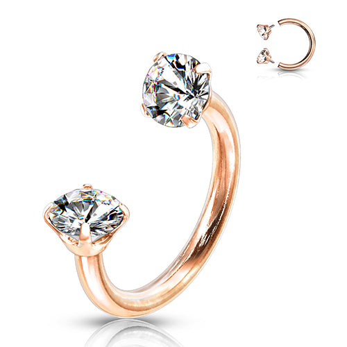 16g Rose Gold Plated Prong CZ Circular 