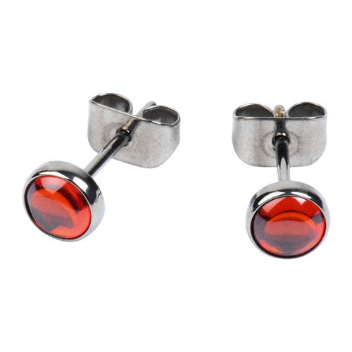 Red Garnet Titanium Stud Earrings