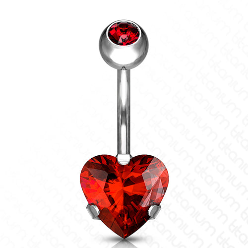14G Heart Clear CZ Titanium Nipple Jewelry