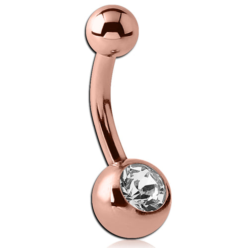 Mini Single CZ Rose Gold Belly Barbell