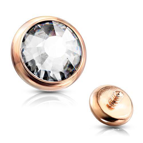 16g Bezel CZ Disc Rose Gold End