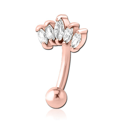 Crown CZ Rose Gold Eyebrow Barbell