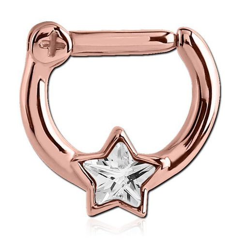 Star CZ Rose Gold Septum Clicker