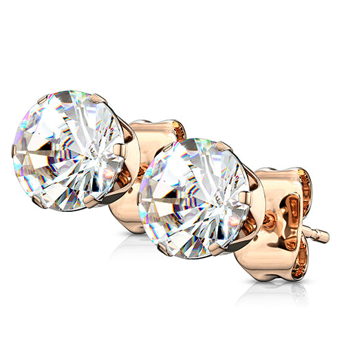 CZ Rose Gold Stud Earrings