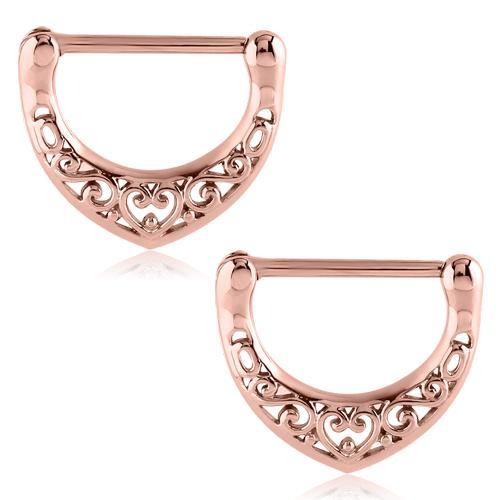 Filigree Heart Rose Gold Nipple Clickers