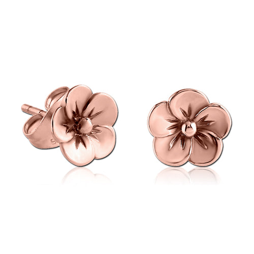 Flower Rose Gold Stud Earrings