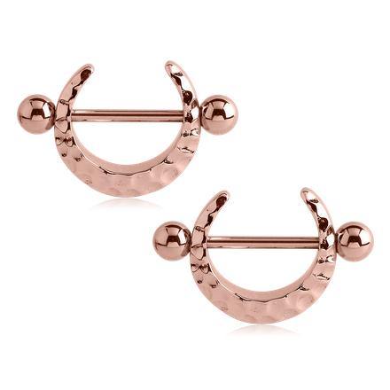 Hammered Crescent Rose Gold Nipple Shields