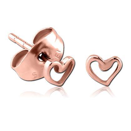 Heart Outline Rose Gold Stud Earrings