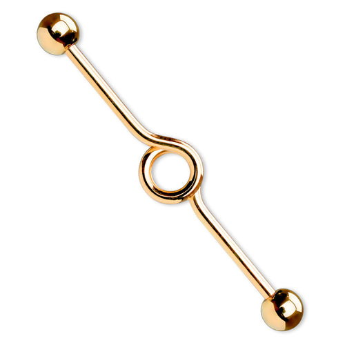 14g Looped Rose Gold Industrial Barbell