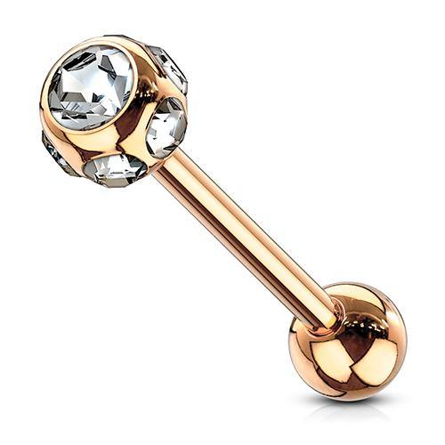 Multi-CZ Rose Gold Tongue Barbell