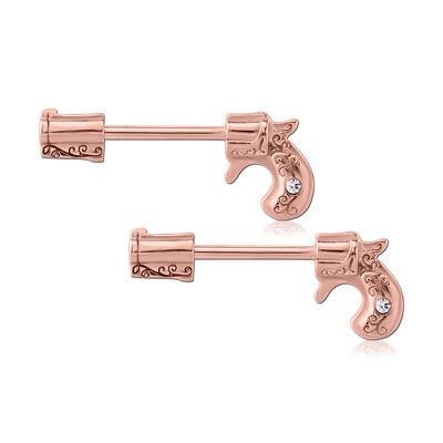Pistol Rose Gold Nipple Barbells
