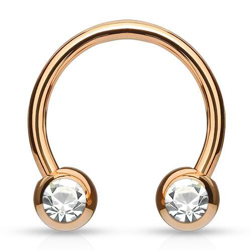 14g Side-set CZ Rose Gold Circular Barbell