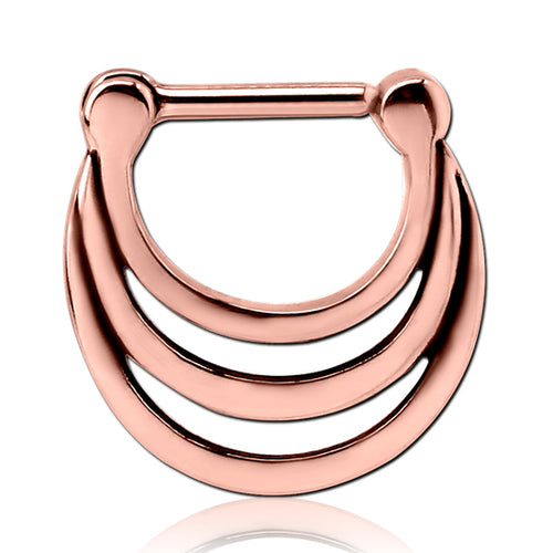 Triple Stack Rose Gold Septum Clicker